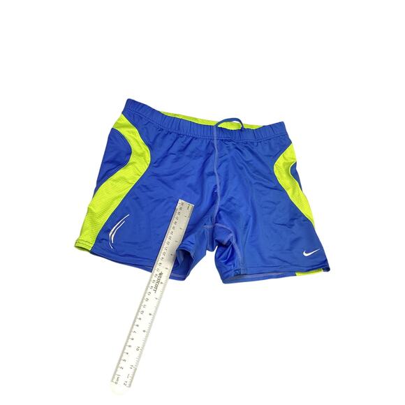 Nike Athletic Shorts Blue & Lime Green Men’s Size Medium Drawstrings & Pocket - Picture 1 of 3